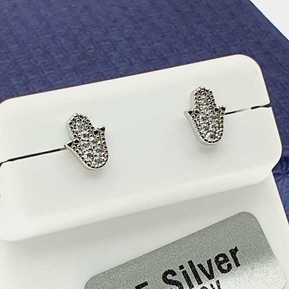 "#925 Sterling Silver CZ Stud Earrings for Women/Girl, US925P1014 - Picture 8 of 11